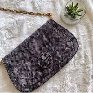 Tory Burch Python Grey Clutch/Crossbody Bag